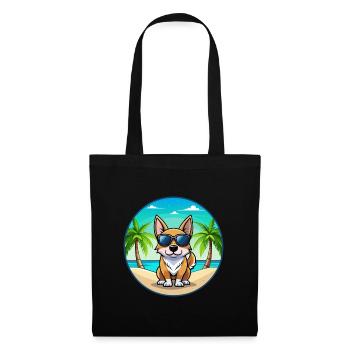 Suédois Vallhund Race Chien Dessin Animé Lunettes De Soleil Plage - Sac en tissu - noir - Devant