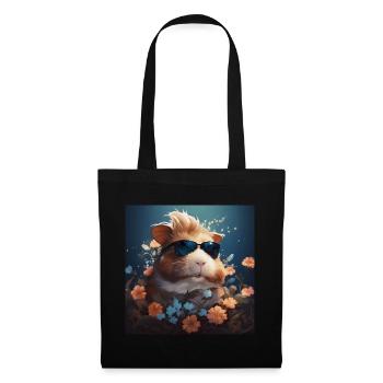 Cochons d’Inde et fleurs - Sac en tissu - noir - Devant
