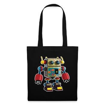 01 Robot Kid Dessin Animé Drôle - Sac en tissu - noir - Devant