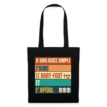 J' aime le baby-foot et l' apéro cadeau vintage - Sac en tissu - noir - Devant