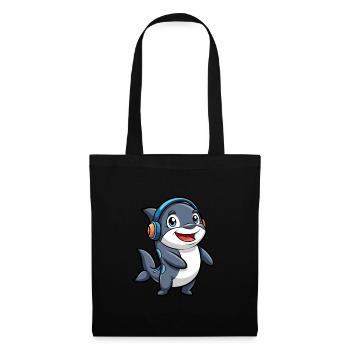 Orca Funny Cartoon Character Headphone Music - Tote Bag - black - Front