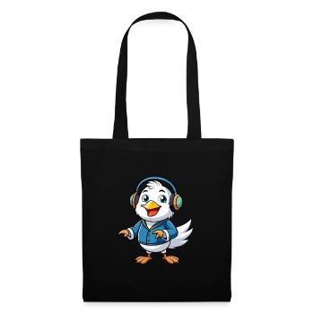 Seagull Funny Cartoon Character Headphone Music - Tote Bag - black - Front