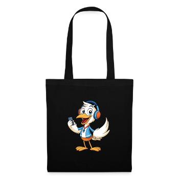 Pelican Funny Cartoon Character Musique de casque - Sac en tissu - noir - Devant