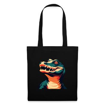 Crocodile Cartoon Character Colorful Pet Animal - Tote Bag - black - Front