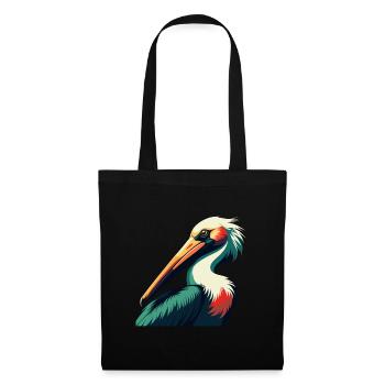 Pélican Dessin animé Personnage Animal de compagnie coloré - Sac en tissu - noir - Devant