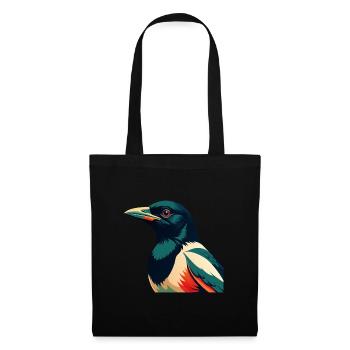 Pie Dessin Animé Personnage Animal De Compagnie Coloré - Sac en tissu - noir - Devant