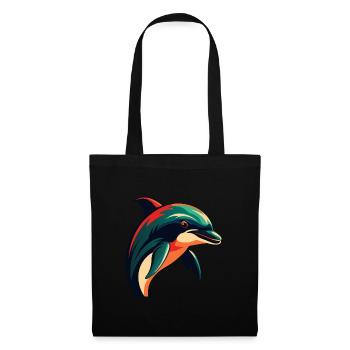 Dauphin Personnage De Dessin Animé Animal De Compagnie Coloré - Sac en tissu - noir - Devant