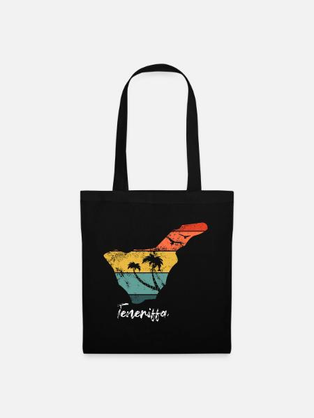 Tenerife map outline Canary Islands holiday vintage - Tote Bag - black