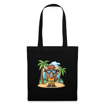Bison Lustige Cartoon Sommer Strand Sonnenbrille - Stoffbeutel - Schwarz - Vorne