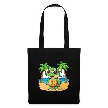 Schildkröte Lustige Cartoon Sommer Strand Sonnenbrille - Stoffbeutel - Schwarz - Vorne