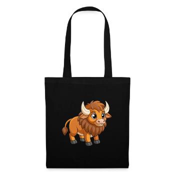 Bison Cute Mascot Cartoon Character Kawaii - Tote Bag - black - Front