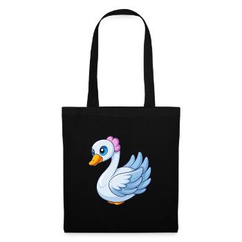 Schwan Niedliche Maskottchen Zeichentrickfigur Kawaii - Stoffbeutel - Schwarz - Vorne