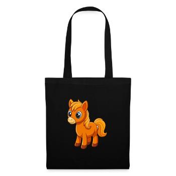 Pferd Niedliche Maskottchen Zeichentrickfigur Kawaii - Stoffbeutel - Schwarz - Vorne