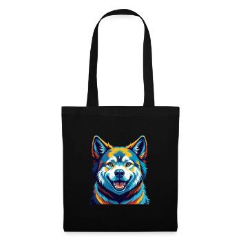 Akita Dog Breed Colorful Watercolor Cartoon Kawaii - Tote Bag - black - Front