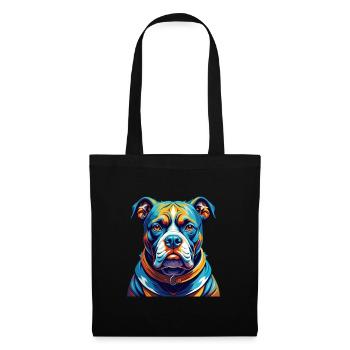 Bouledogue américain race coloré dessin animé Kawaii - Sac en tissu - noir - Devant