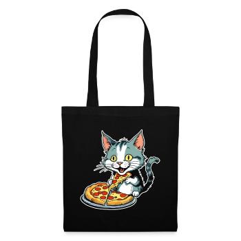 Le chat adore la pizza - Sac en tissu - noir - Devant