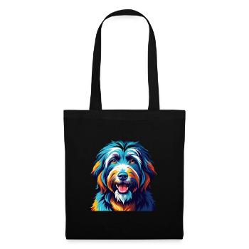 Chien de berger portugais race coloré dessin animé Kawaii - Sac en tissu - noir - Devant