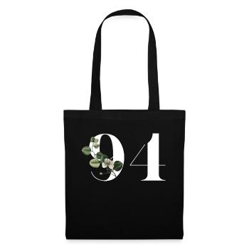 Nummer 94 Blumengrün - 94. Blumengeburtstag - Stoffbeutel - Schwarz - Vorne