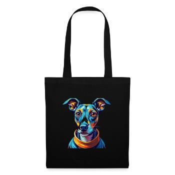 Whippet Chien Race Coloré Dessin Animé Kawaii - Sac en tissu - noir - Devant