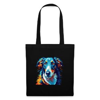 Barzoï Chien Race Coloré Dessin Animé Kawaii - Sac en tissu - noir - Devant