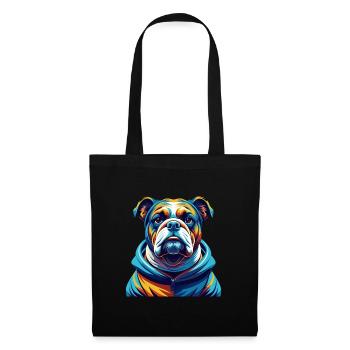 Bouledogue race coloré aquarelle dessin animé Kawaii - Sac en tissu - noir - Devant