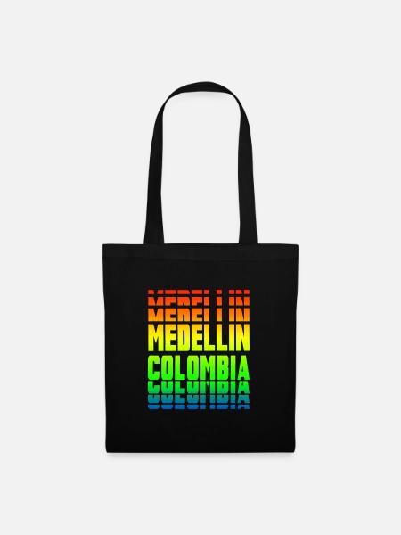 Medellin Kolumbien Regebogen Design - Stoffbeutel - Schwarz
