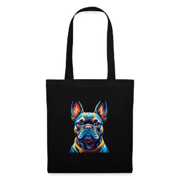 Bouledogue Français Race Coloré Dessin Animé Kawaii - Sac en tissu - noir - Devant