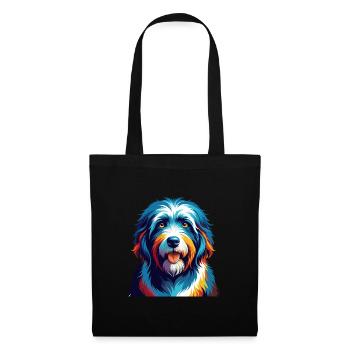 Vieux chien de berger anglais race coloré dessin animé Kawaii - Sac en tissu - noir - Devant