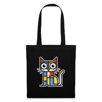 Colorful illustration of a cubist cat. - Tote Bag - black - Front
