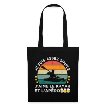 J' aime le kayak et l' apéro humour kayakiste - Sac en tissu - noir - Devant