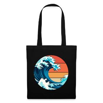 Japanische Welle - Stoffbeutel - Schwarz - Vorne