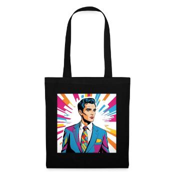 Portrait style pop art homme élégant - Sac en tissu - noir - Devant