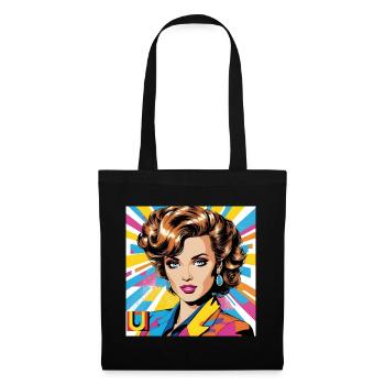 Portrait pop art femme rétro éclatante - Sac en tissu - noir - Devant