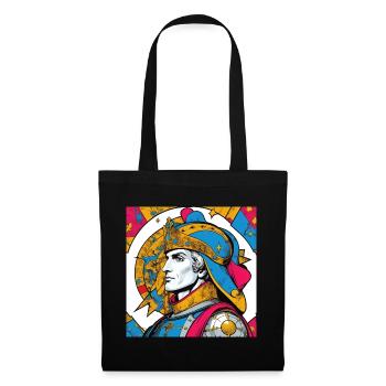 Figure Historique Médieval en Style PopArt - Sac en tissu - noir - Devant