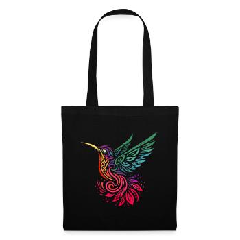 Kolibri Kolibri mehrfarbig im Tribal-Stil - Stoffbeutel - Schwarz - Vorne
