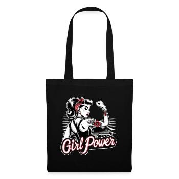 Girl Power Strength Woman Rockabilly Gift - Tote Bag - black - Front