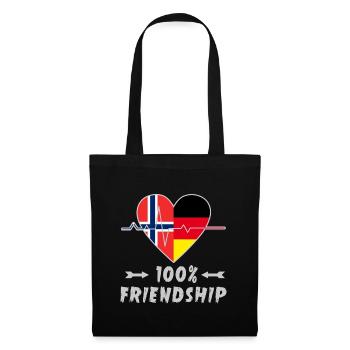 Norwegen und Deutschland 100% Freundschaft - Stoffbeutel - Schwarz - Vorne