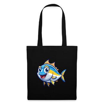 Tuna Cute Cartoon Character Kawaii Clipart - Tote Bag - black - Front