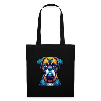 Boxer Hund Bunt Kawaii Cartoon Figur Haustier - Stoffbeutel - Schwarz - Vorne