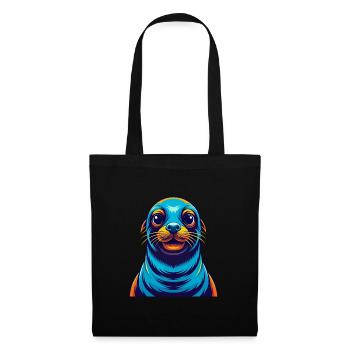 Seal Colorful Kawaii Cartoon Character Clipart - Tote Bag - black - Front