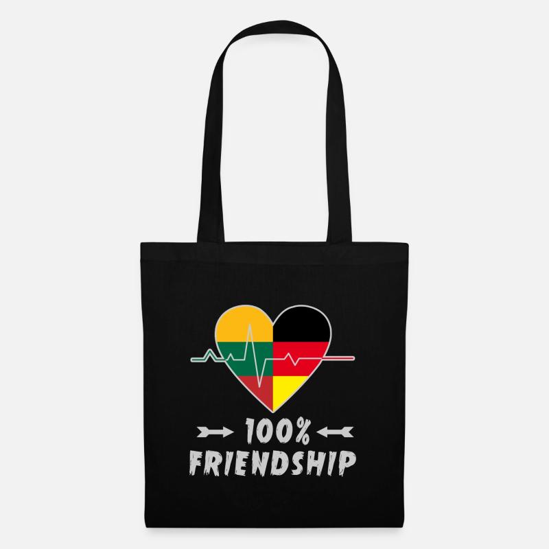 Litauen und Deutschland 100% Freundschaft - Stoffbeutel - Schwarz