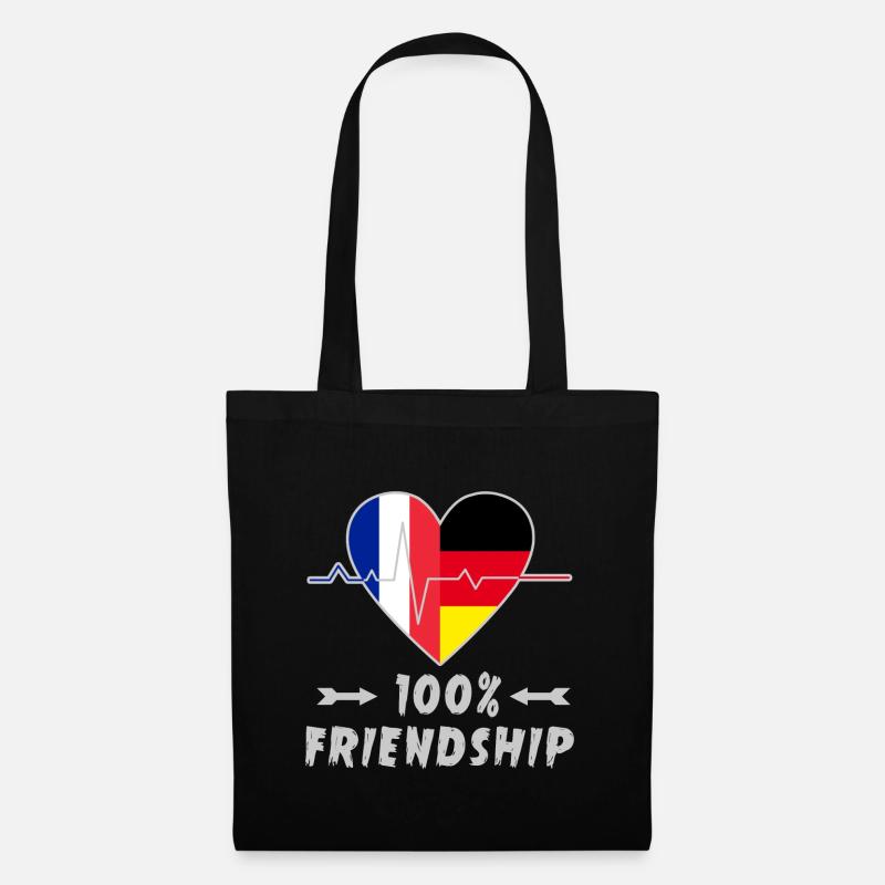 Frankreich und Deutschland 100% Freundschaft - Stoffbeutel - Schwarz