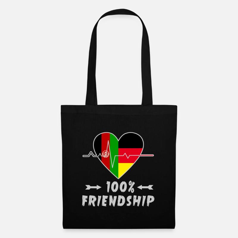 Afghanistan und Deutschland 100% Freundschaft - Stoffbeutel - Schwarz