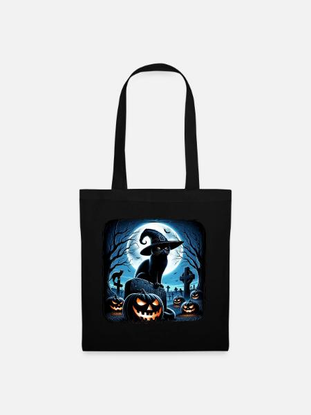 Fröhliches Halloween, Scaredy Cat - Stoffbeutel - Schwarz