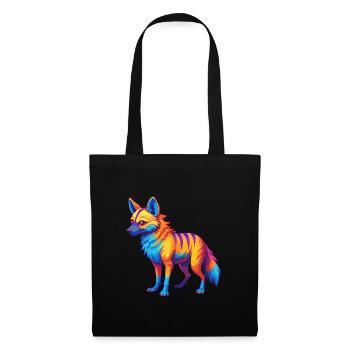 Aardwolf coloré Kawaii Dessin animé Personnage Clipart - Sac en tissu - noir - Devant