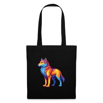 Arctic Wolf Colorful Kawaii Cartoon Character - Tote Bag - black - Front
