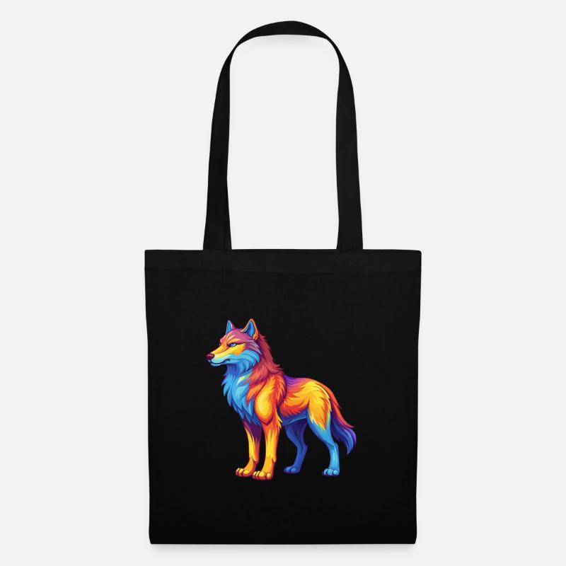 Arctic Wolf Bunte Kawaii Zeichentrickfigur - Stoffbeutel - Schwarz
