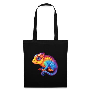 Chameleon Colorful Kawaii Cartoon Character Animal - Tote Bag - black - Front
