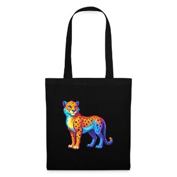 guépard coloré kawaii dessin animé personnage clipart - Sac en tissu - noir - Devant
