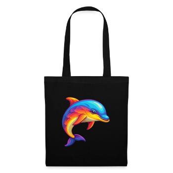 Dolphin Colorful Kawaii Cartoon Character Clipart - Tote Bag - black - Front